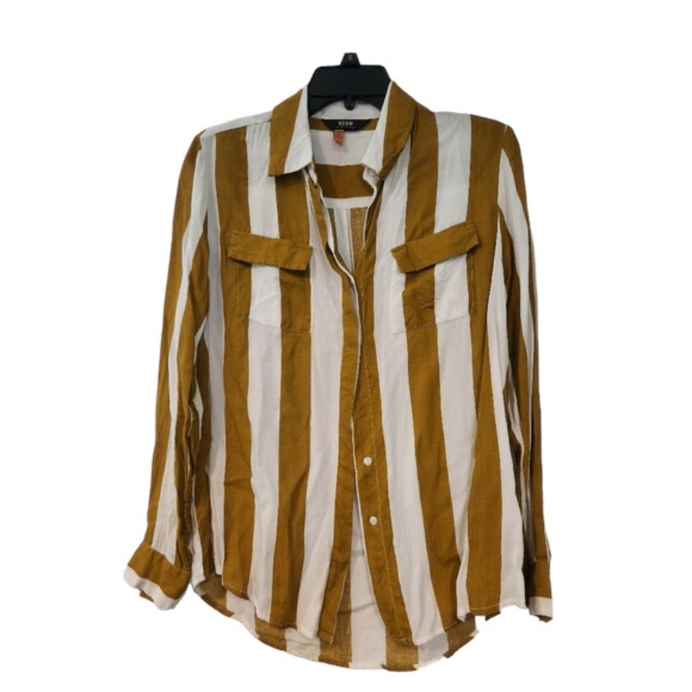 Neuw Nieuw Lands Traat 100% Viscose Stripped Button Down Shirt SZ 10